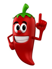 3d render of a chili pointing up
