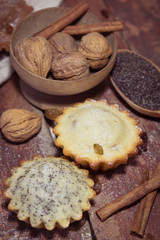 Home-made muffins with raisins and nuts 