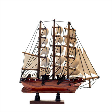 Model of the wooden antique schooner