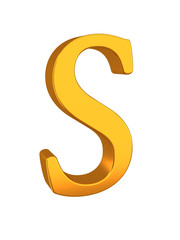 Gold Letter 'S' Alphabet Text