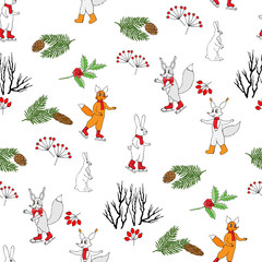  Seamless pattern with Christmas forest