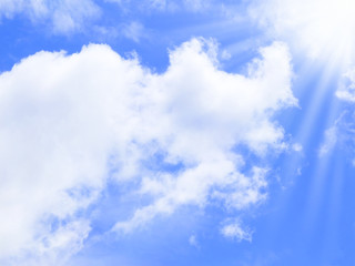 Obraz premium Blue sky with clouds and sun,background,texture
