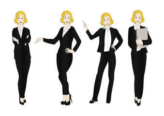 Business Woman Color Full Body Blonde Illustration