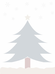 Vector Christmas tree with snow in pastel colour theme.