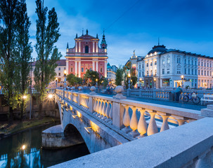 Cityscape of the Slovenian capital Ljubljana - obrazy, fototapety, plakaty