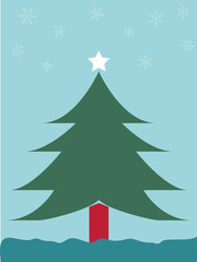 Vector Christmas tree with snow in pastel colour theme.