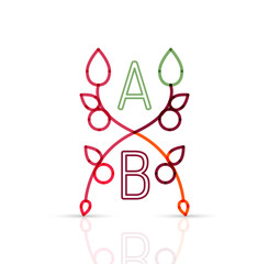 Abstract geometric linear hipster floral icon, frame design, flat style