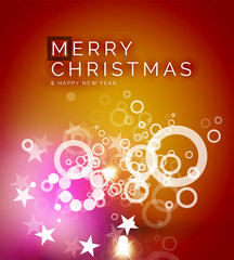 Christmas orange abstract background with white transparent snowflakes