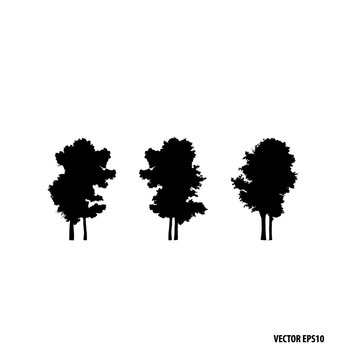 Set of tree silhouettes. Vector illustration.