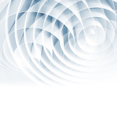 White 3d spirals with light blue shadows, abstract art