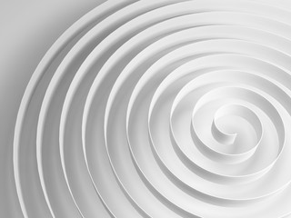 White 3d spiral with soft gray shadow, abstract shape