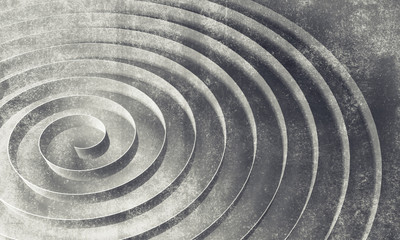 Spiral over concrete wall texture, abstract 3d