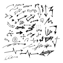 Vector hand drawn arrows set isolated on white