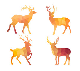 Fototapeta premium Triangle Polygonal Silhouettes of Bucks