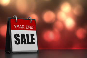 3d render of calender with year end sale written