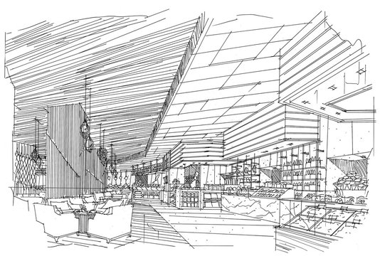restaurant Bathroom design of sketch design- Stock Image