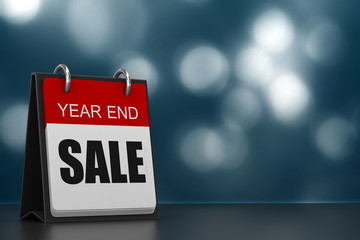 3d render of calender with year end sale written