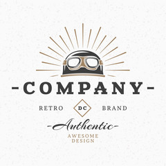 Helmet. Retro Design Elements for Logotype, Insignia, Badge, Label. Business Sign Template. Textured Background