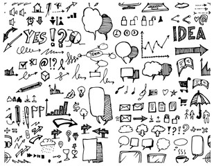 Drawing doodle pattern seamless with business sketch