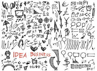 Fototapeta na wymiar Drawing doodle pattern seamless with business sketch