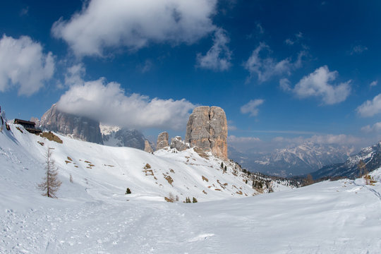 dolomites mountain snow landscape in winter