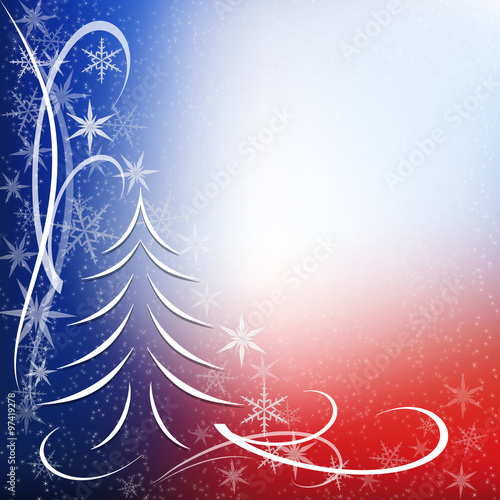 Sfondo Albero Di Natale Rosso Blu Con Fiocchi Di Neve Background Canvas  Print | Backgrou-Danys83