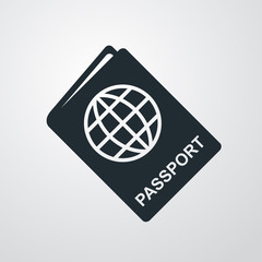 Icono plano pasaporte sobre fondo degradado