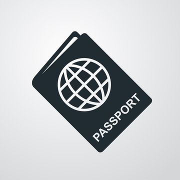 Icono plano pasaporte sobre fondo degradado