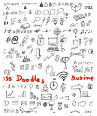 Fototapeta na wymiar Hand drawn seamless doodle pattern with business symbols