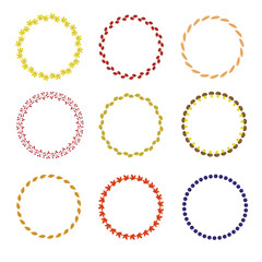 Autumn vector frames with leaves, mushrooms, berries. Autumn dec