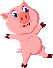Cute pig cartoon posing of illustration
