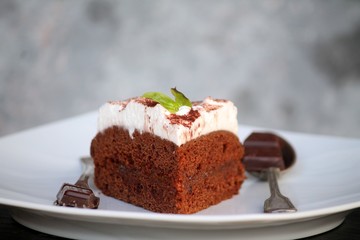 chocolate cake with chantilly cream