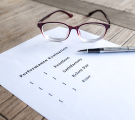 Performance evaluation or appraisal form