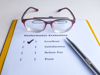 Performance evaluation or appraisal form