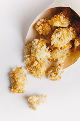 Homemade nuggets on table