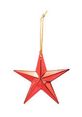 Glitter christmas red star isolated on white background