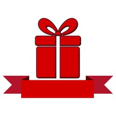 Red Gift box with ribbon icon