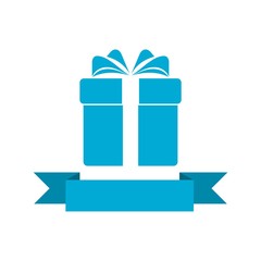 Blue Gift box with ribbon icon