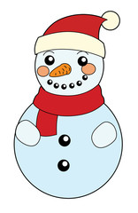 Cartoon snowman - isolated - Colorful illustration for the children