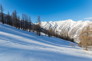 Fototapeta na wymiar Majestic mountain peaks in winter in the Alps