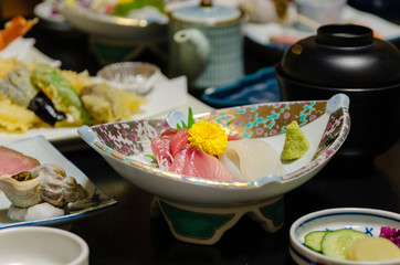 Sashimi served on the table