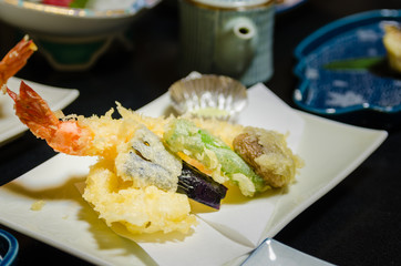 Tempura served on the table