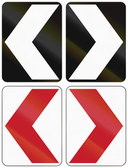 Collection of hazard marking chevron road signs in the Philippines