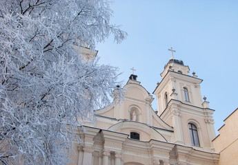 Obraz premium Church of the Blessed Virgin Mary in Minsk in winter