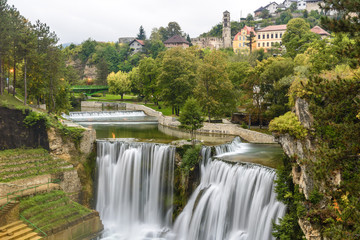 Fototapeta na wymiar Town of Jajce and Pliva Waterfall, Bosnia and Herzegovina