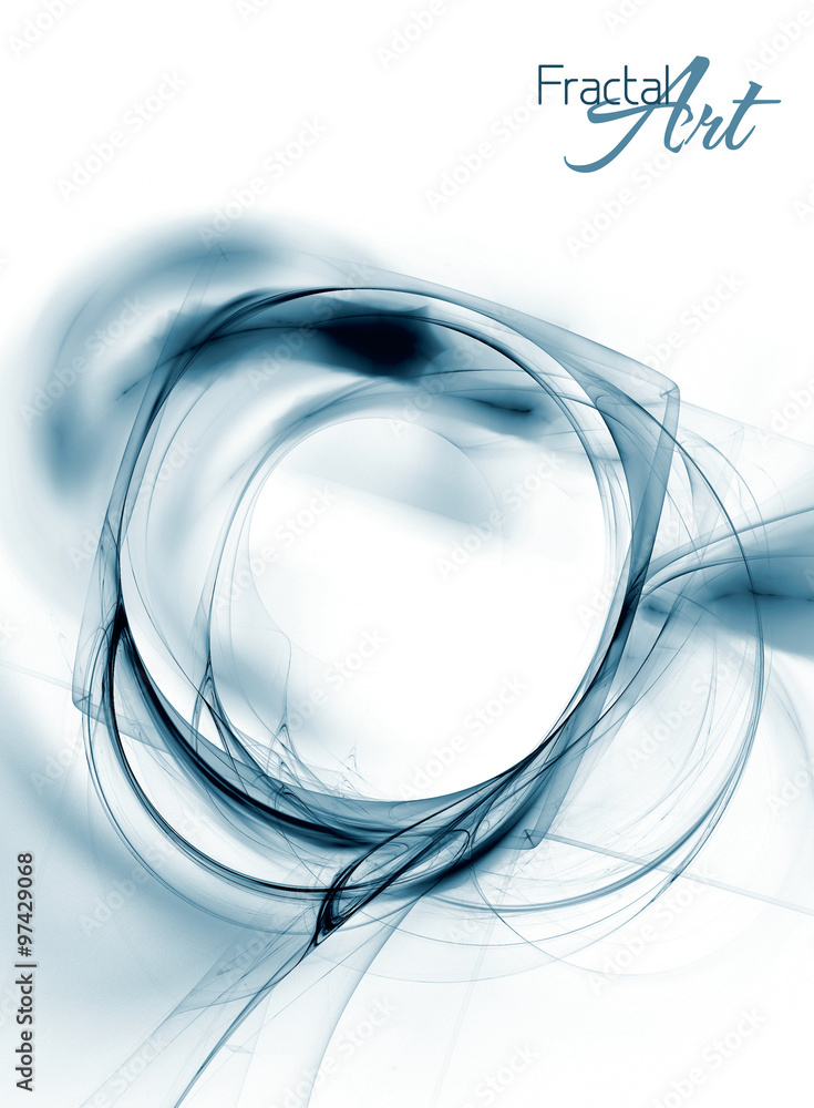 Poster template of poster with abstract fractal ring on white backgroun