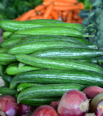 Fresh cucumbers on a market