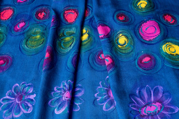 Fototapeta premium Silk Fabrics, Hand Painting Silk, Silk Design