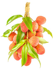  grappe de litchis sur fond blanc  © Unclesam