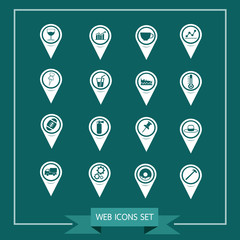 Set of Map Pointer icons for website and communication